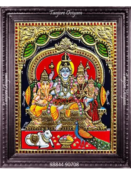 Authentic Tanjore painting of Shiva Family
